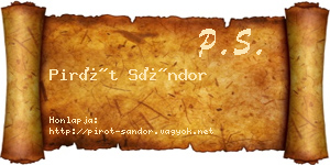 Pirót Sándor névjegykártya